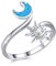 Mond und Sonne Ring 925 Sterling Silber Verstellbar Opal Ring Weihnachts Geschenk für Damen Mutter Tochter