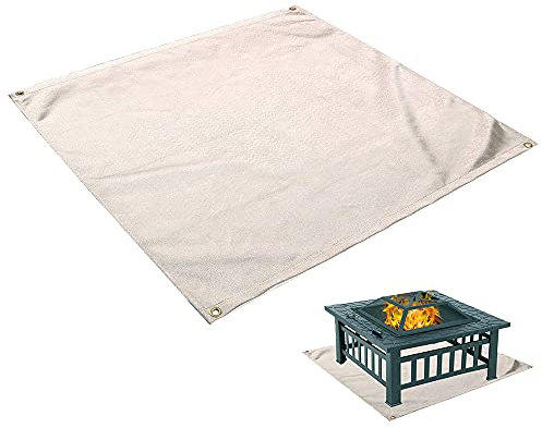 Hggzeg Alfombrilla ignífuga para barbacoa, de cristal, resistente al calor, para barbacoa, ignífuga, para tierra, patio, terraza, césped, exterior o camping (tamaño pequeño: 80 x 80 cm)