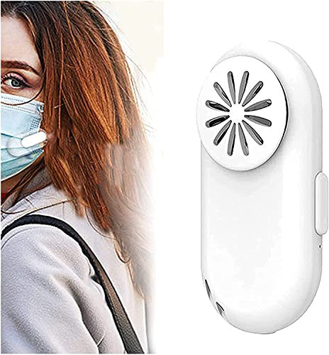 Breathe Cooler Wearable Air Purifier,Personal Wearable Mini Fan Cool Mask Clip-on Air Purifier,Type-c Charging Port with Charging Protection Cover,High-Efficiency & Low Noise Operation (White-1pcs)