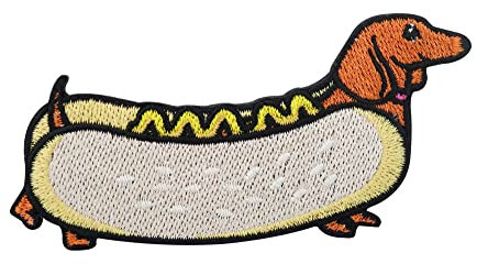 Finally Home Hot Dog Patch zum Aufbügeln | Lustige Hunde Patches, Witzige Bügelbild, Hund Flicken, Fast Food Aufbügler, Dog Bügelpatch, Dackel Aufnäher