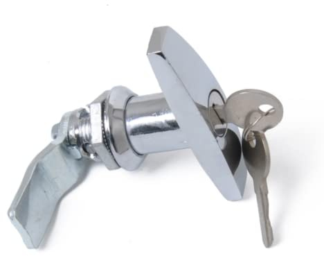 TOTMOX 1PC Kit serratura a gancio con maniglia a T per porta con 4 chiavi, tappo per camion, rimorchio, camper, armadietto per camper, serratura per porta del garage con maniglia a T, argento