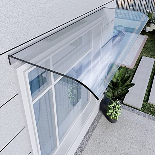 Marquesina Arqueada de Metal,Marquesina de Techo Protección UV/Impermeable,Tejadillo de Protección Toldo Cubierta de Policarbonato Transparente de 3.5 Mm de Grosor (40x60cm/16 x24)