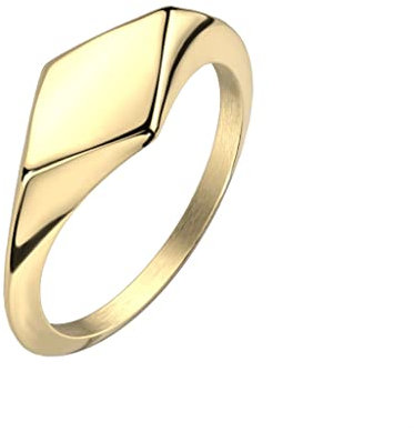 Paula & Fritz® Ring Damen Siegelring Gold 316L Chirurgenstahl Größe 57 (18,1) 8,5-mm breit Damen-Ring Herren-Ring Partner-Ring Verlobungs-Ring Ehering