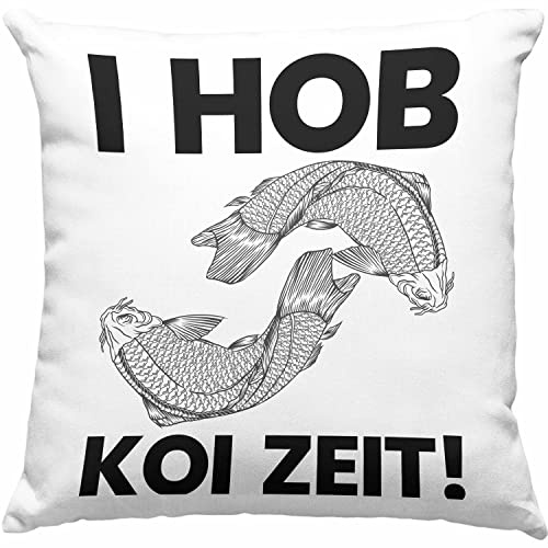 Trendation - I Hob Koi Zeit Fisch Kissen Karpfen Japanischer Fisch Zucht Zierfische Dekokissen mit Füllung 40x40 (Grau)