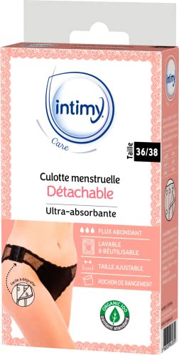 INTIMY CARE - Culotte Menstruelle Détachable - Taille 36/38 - Culotte Menstruelle Détachable Ultra-Absorbante, Taille Ajustable Avec Pochon De Rangement Inclus