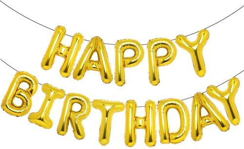 Accevo Gold alles Gute zum Geburtstag Ballons 16 Zoll Mylar Folie Buchstaben Ballons alles Gute zum Geburtstag Banner für Kinder Kind Erwachsene Jungen Mädchen alles Gute zum Geburtstag Zeichen Geburt