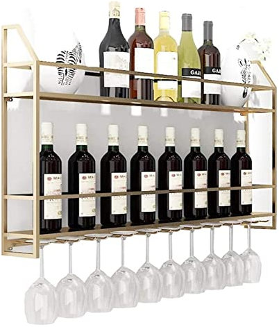 MAKIVI Weinregal, Weinregal, nordischer Wand-Weinschrank, Wandbehang, Weinregal aus Schmiedeeisen, Gold, 60 cm Marriage