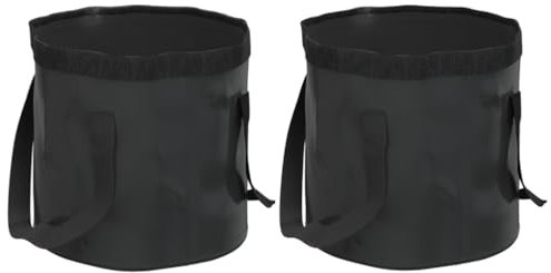 vidaXL Falteimer 2 STK., Faltbarer Eimer für Camping Angeln Picknick, Wassereimer mit großem Fassungsvermögen, Fischeimer Eiskübel, Schwarz PVC