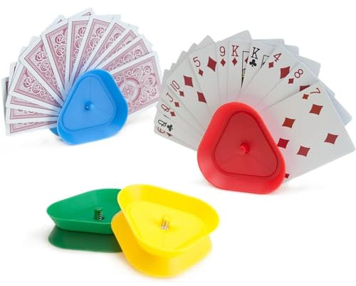 TERJBG 4 Stück Kartenhalter für Kinder und Erwachsene, Spielkartenhalter Mit Sicherem Halt, Kartenständer für Aufbewahrung Ab 3 Jahren