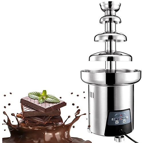 Chocolate Fountain,Dbtxwd 4 Tier Commercial Chocolate Fountain, Stainless Steel Chocolate Fondue Waterfall with Temperature Control, Sauce Melting Pot Perfect for Cheese, BBQ Sauce