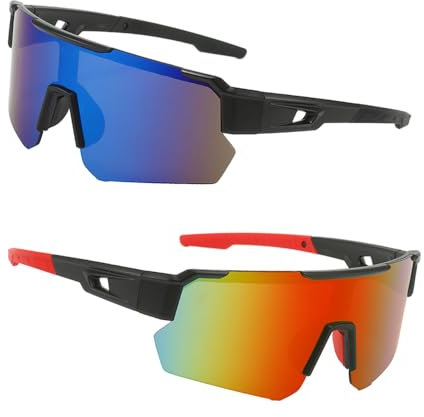 Mineup Sport Sonnenbrille, 2 Stück Schnelle Brille Rave, Fahrradbrille Herren Damen, UV400 Schutz Sonnenbrille, Polarisiert Fahrradbrille, Polarisierte Sonnenbrille für MTB Golf Ski und Angeln