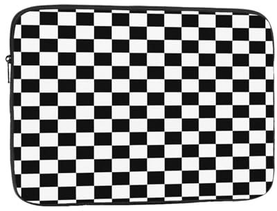 Laptop Case Black And White Checkered Laptop Sleeve Shockproof Protective Notebook Case With Zipper Briefcase Carrying