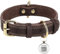Joytale Hundehalsband Leder, Halsband aus Leder für Kleine Hunde, Weiches Echtleder Hundehalsband Langlebig und Verstellbar, Braun, S