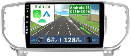 YUNTX [6GB+128GB] Android 14 2 DIN Autoradio para KIA Sportage KX5 2016-2018-[Integrado CarPlay/Android Auto/DSP/GPS]-IPS 9 Pulgada Touch Screen-CAM+Mic-Dab/Bluetooth 5.0/AHD Cámara