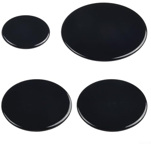 FUBESK Juego de tapas de quemador de gas fiable, universal para la mayoría de cocinas de gas, 4 piezas, 55 mm, 75 mm, 100 mm (plano), C2A41T714361853MM2030789KAC