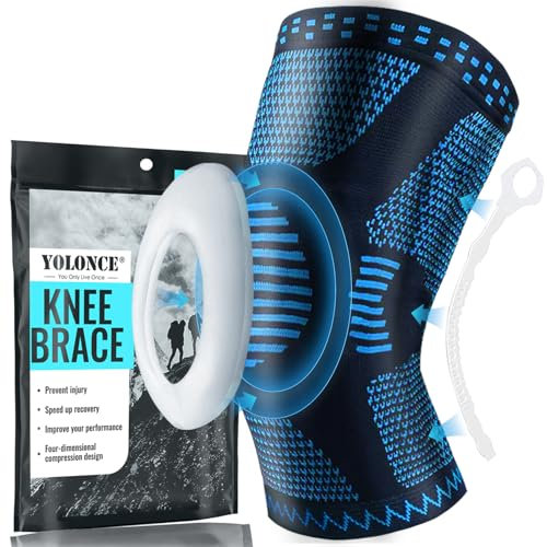 Viexpand Tutore Ginocchio, Compressione Tutore per il Ginocchio da Uomo e Donna, Con Stabilizzatori laterali e Patella Gel Pad, Fascia Ginocchio per Lesioni al Menisco, Artrite, Sport-XL