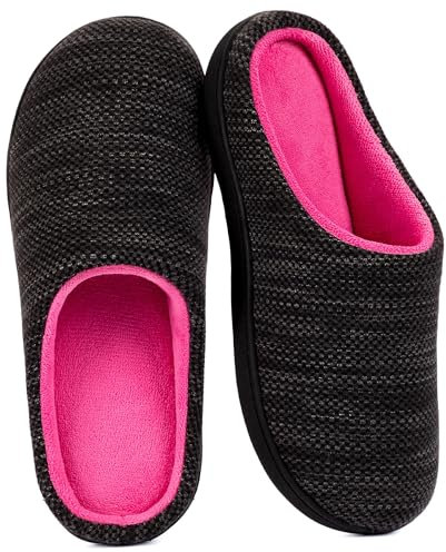 RockDove Zapatillas de estar por casa para mujer con espuma viscoelástica en dos colores, Negro y fucsia, 40/41 EU