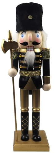 Surakey Christmas Nutcracker - Wooden Black Gold Nutcracker Decorative - Christmas Themed Holiday Nut Cracker Doll Figure - 15 Creative Home Decor Living Room Retro Soldier Ornaments, Type 3
