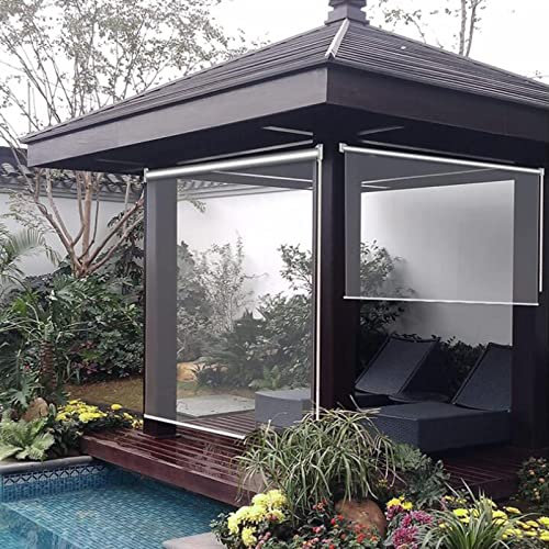 OUPAIAI Roller Blinds Transparent PVC Waterproof Clear Blinds For Outside Pergola Office, 140cm/160cm Wide,Plastic Waterproof Clear Roll Up Blinds For Outdoor Garden, Balcony, Patio Door, Pergola &