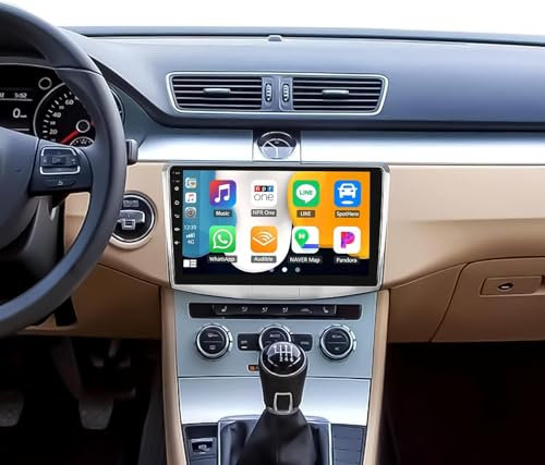 SIXWIN 2+32G mit DVR Android 13 Autoradio für VW Passat B6 B7 Magotan CC mit Carplay/Android Auto/Mirrorlink,10.1 Zoll Kapazitive Touchscreen Unterstützt WiFi/GPS/FM/Bluetooth/SWC