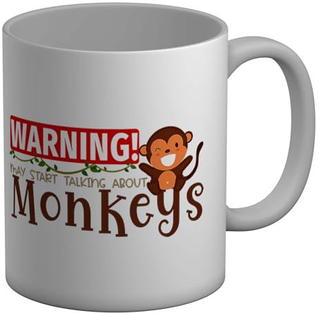 Shopagift Warning Monkeys Mug Funny Jungle Animal White 11oz Large Ceramic Cup