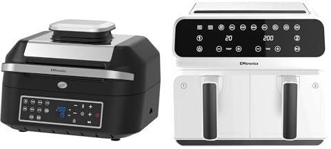 Emtronics Air Fryer Kitchen Set Dual Drawer White 8 Litre & 6.3L Grill