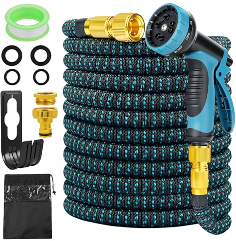 ANOMM Tubo Acqua Giardino Estensibile 30m /100ft, Estensibile da Giardino Flessibile Con 10 Modalità di Spruzzo, Tubo Irrigazione con Adattatore da 1/2 e 3/4 per Prato Lavaggio Irrigazione Auto