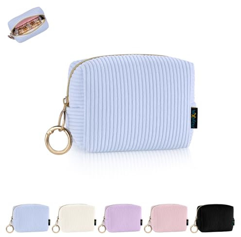 Mini Tasche Kleine Kosmetiktasche Schminktasche Damen Make up Tasche Reise Zubehör Verdickter Cord Kulturtasche mit Reißverschluss Kulturbetuel Organizer Geschenk Beste Freundin 11*5,5*8,5cm(Blau)