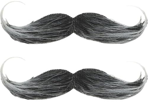 2 Stück Schnurrbart zum Ankleben,schnauzer zum ankleben,Falscher Fake Bart,Schnurbart Kleben Selbstklebend,Fake Beard,Moustache Detektiv 80er Fasching Oberlippenbart Cosplay Kostüm für Halloween Party