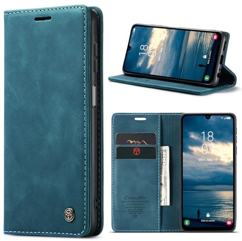 Azororo Coque pour Samsung Galaxy A25 5G Premium Housse Cuir Protection Pochette Rabat Portefeuille Flip Case Porte Magnétique Coque Étui pour Samsung Galaxy A25, Bleu Vert