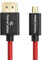 Alvin's Cables 8K 2.1 Micro HDMI to HDMI Coiled Cable for Atomos Ninja V, 8K@60Hz 4K@60Hz High-Speed HDMI Cable for Sony A7RIII A7II A7M3, for Canon R5 M6, for FUJIFILM X-T4 X-T3, Braided Red