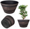 KADAX Ø50 cm – Pot de Fleurs décoratif, Plastique Imitation Bois (Gris foncé)
