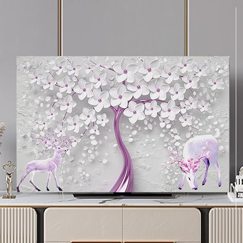 DOTBUY-SHOP Funda para TV Protector, Televisor Cubierta Antipolvo, Estilo Chino Pantalla de Funda Universal para 32 a 80 para Television (blanco,40-43 inch)