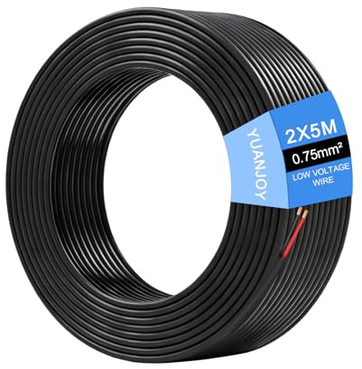 Yuanjoy KFZ Kabel 2x0,75mm² 5m Kupfer Flach Flexibel Universal | Reines Weichkupfer, dicke PVC-Isolierung, CE/RoHS, abrieb-/wetterfest, flexibel, für Wohnwagen/LKW/Trailer & Haushaltsgeräte