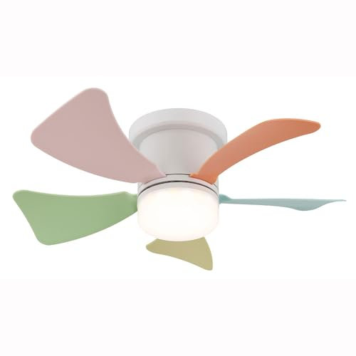 LED Ventilator Deckenventilator bunt Fernbedienung Tageslichtlampe Lüfter Timer CCT, 10W 750lm warmweiß-kaltweiß, D 40,6 cm