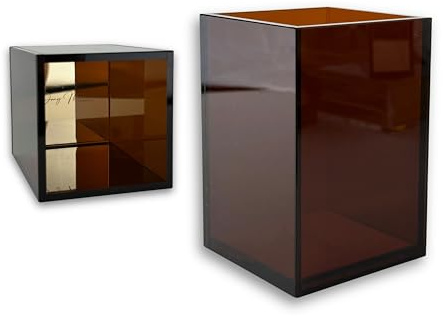 Dany Marcus Stifteköcher Acryl Amber Gold – Stiftehalter Schreibtisch Organizer modern & elegant – für Stifte, Pinsel & Büro Zubehör – minimalistisch & hochwertig