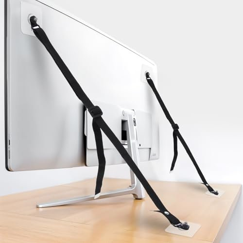 2 Pcs Adjustable TV Safety Straps, No-Drill Adhesive Anti-Tip Furniture Anchors for Kids Proofing Flat Screens Fix to Wall Cabinet Stand Desk Earthquake Straps Furniture Anchors Anti Tip Kit