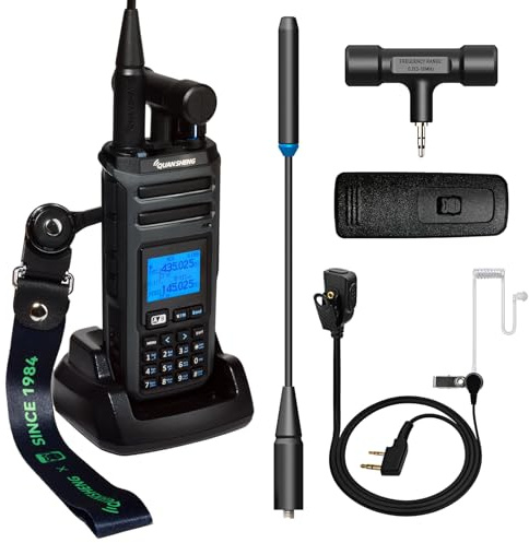 HYSHIKRA QUANSHENG TK-11 10W VHF/UHF Walkie Talkie 2500mAh Batter Support Full-Band Receive and Multi-Band Transmit NOAA Spectrum Analyzer Dual Type-C Charging (with Transparent tube Earpiece)