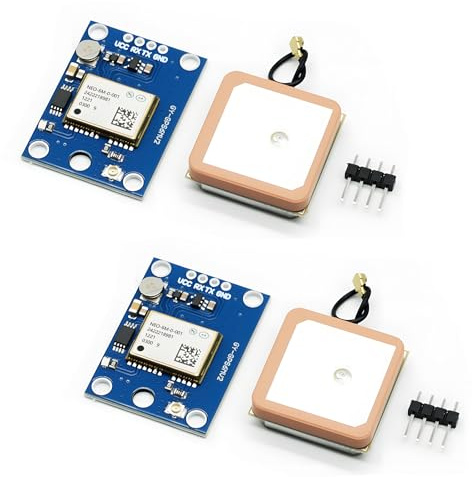 APKLVSR GPS Modul,GY-NEO6MV2 NEO-6M GPS-Flugsteuerungsmodul 3V-5V Superstarker Keramikantenne für Arduino EEPROM APM 2.5(2 Stück)