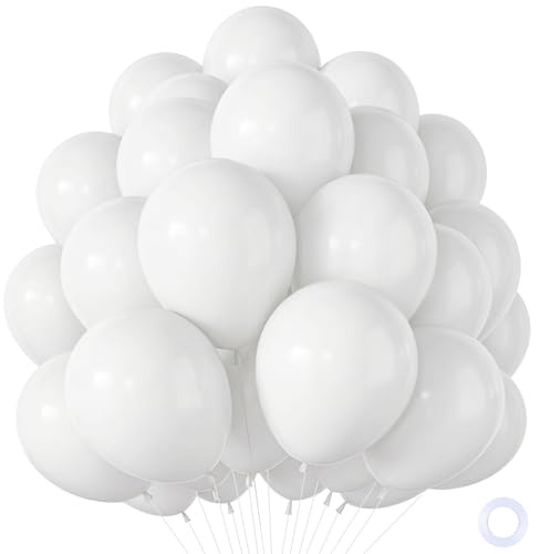 Luftballons Weiß 100 Stück, Party Deko Weiße Luftballons mit Latex Weisse Ballons Geburtstag, Helium Ballons für Geburtstagdeko Jungen Mädchen Gender Reveal Hochzeit Babyparty Jahrestag, 12 Zoll