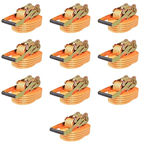 Lumanois Correas de sujeción de trinquete 10 uds 2 T 8mx50mm Naranja,Cadenas,Alambre y Cuerda,Correas de Amarre,22.63kg-142663