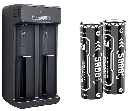 Vyvylabs 21,700-Akku und Universal-Ladegerät | 5000mAh 18Wh für Elektrische oder Automatische Geräte, 3,6 V/3,7 V Lithium-Ionen-Ladegerät für 18650, 21700,10440, 14500