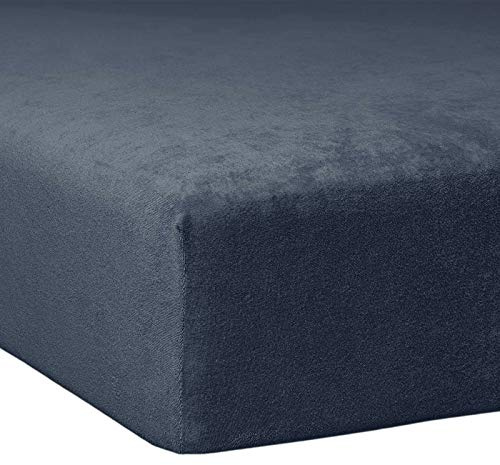 TRAUMSCHLAF kuschelig weiches Flausch Biber Spannbettlaken mit Rundumgummi, Gute Formstabilität - in weiteren Größen, Farben 140x200 cm - 160x200 cm, Marine