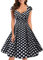bbonlinedress 1950er Vintage Retro Cocktailkleid Rockabilly V-Ausschnitt Faltenrock Black White BDot L