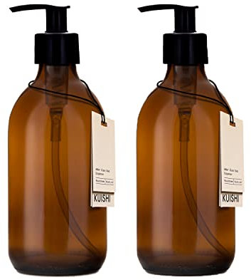 Distributeur de Savon Liquide Kuishi - en Verre - Couleur Marron ambré, Verre, Ambre, x2 300ml