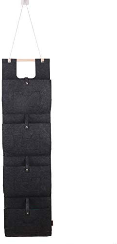 RAIKOU Filzhängetasche zum Aufhängen an Wand und Tür Wandtasche Filztasche großen Fächern Faltbare Aufhängetasche Fürs Wohnzimmer Kinderzimmer am Schreibtisch und im Bad (Anthrazit,4 Taschen)