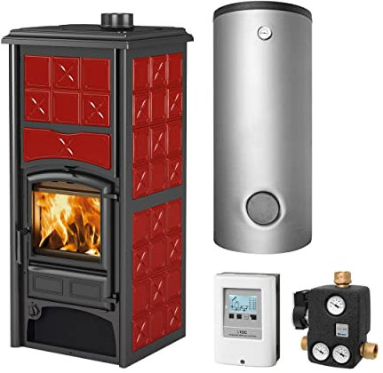 La Nordica KS1593 Loriet S DSA Bordeaux Wasserführender Kaminofen Komplett-Set Hygienespeicher SHS 750 + 1 SWT