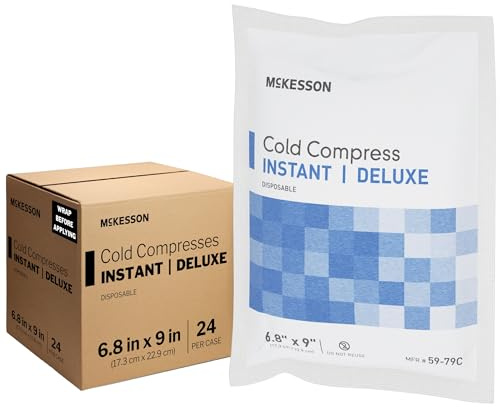 McKesson Cold Compress Instant Ice Pack [24 Pack] Disposable, Ice Packs for Injuries and Pain Relief, 6.8 in x 9 in
