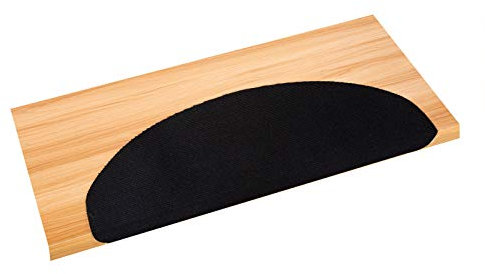 Gr8 Home Set of 15 Piece Non Slip Semi Circle Carpet Stair Treads Mats Floor Mat Protection Cover Step Staircase Pads Black