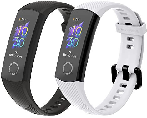 BDIG 2 Pièces Bracelet pour Honor Band 5 / Honor Band 4, Sangles de Remplacement Bracelet de Remplacement en Silicone Accessoires Brassard de Remplacement Extensible Compatible avec Honor Band 4/5